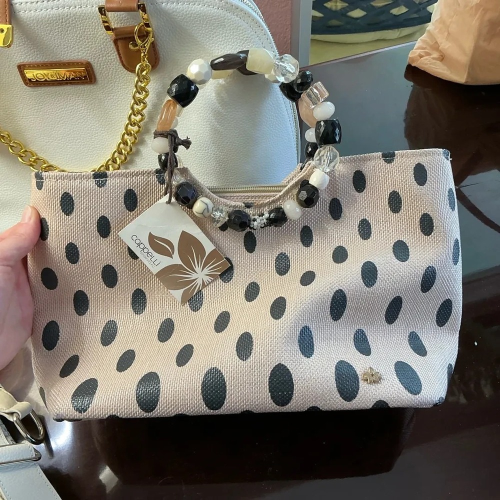 Capelli NWT Polka Dot HandBag w/Beaded Handle